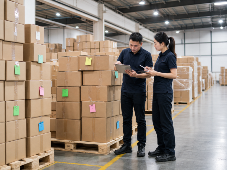 Cajas de juguetes de múltiples proveedores preparadas para consolidación